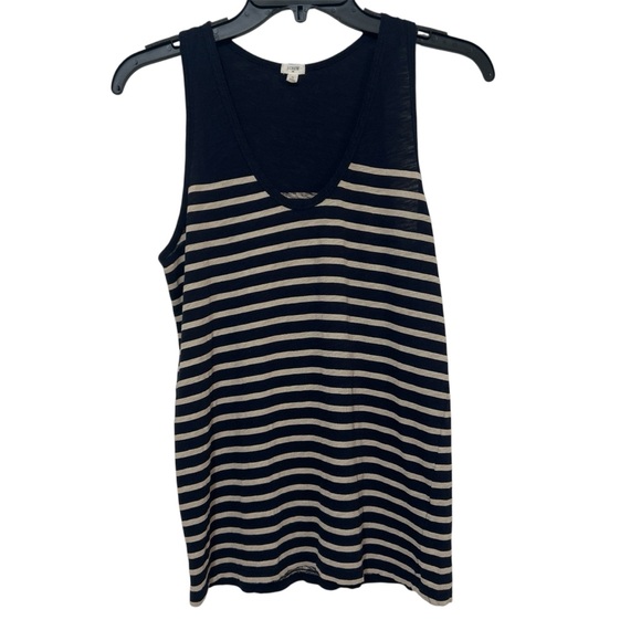 J. Crew Tops - J. Crew Navy Blue and Beige Striped V-Neck Tank Top